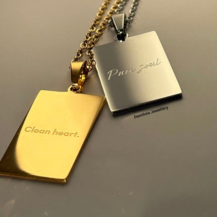 ‘Clean heart. Pure soul’ Necklace - Gold/Silver - Double sided