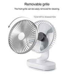 D77 4W Micro USB & USB-C / Type-C Rechargeable Portable Four-speed Adjustable Automatic Head Shaking Desktop Fan, Micro USB & USB-C / Type-C