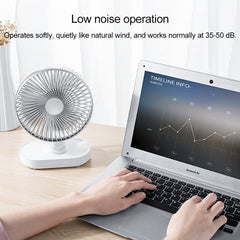 D77 4W Micro USB & USB-C / Type-C Rechargeable Portable Four-speed Adjustable Automatic Head Shaking Desktop Fan, Micro USB & USB-C / Type-C