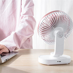 D77 4W Micro USB & USB-C / Type-C Rechargeable Portable Four-speed Adjustable Automatic Head Shaking Desktop Fan, Micro USB & USB-C / Type-C