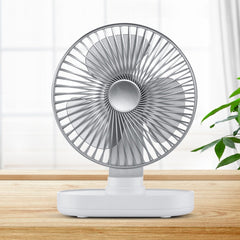 D77 4W Micro USB & USB-C / Type-C Rechargeable Portable Four-speed Adjustable Automatic Head Shaking Desktop Fan, Micro USB & USB-C / Type-C