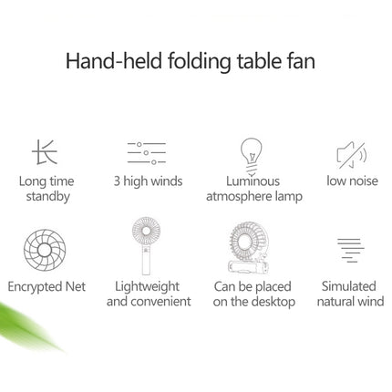 S2 Portable Foldable Handheld Electric Fan, with 3 Speed Control & Night Light