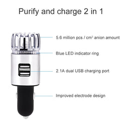2 in 1 Car Negative-ion  Aromatherapy Air Purifier Humidifier + Dual USB Port Car Charger