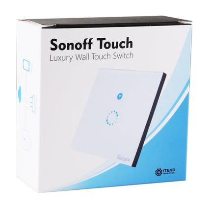 Sonoff  Touch 86mm 1 Gang Tempered Glass Panel Wall Switch Smart Home Light Touch Switch, Compatible with Alexa and Google Home, AC 90V-250V 400W 2A, 86mm