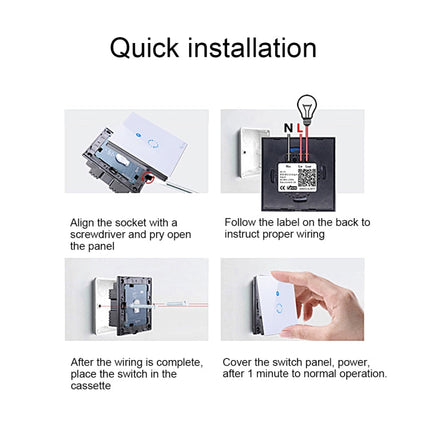 Sonoff  Touch 86mm 1 Gang Tempered Glass Panel Wall Switch Smart Home Light Touch Switch, Compatible with Alexa and Google Home, AC 90V-250V 400W 2A, 86mm