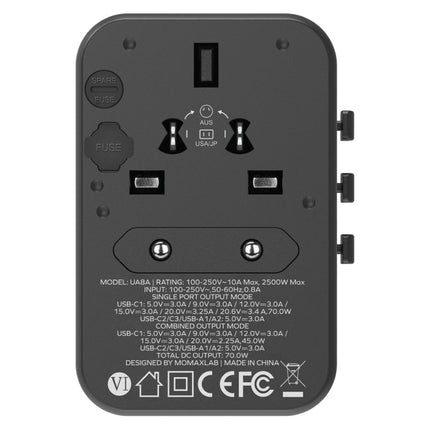 MOMAX 1-World UA8 PD 70W Fast Charger Power Adapter, UA8