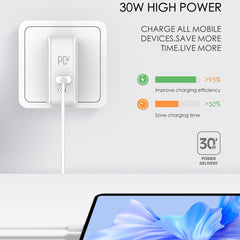 LDNIO A4403C 30W PD + Auto-id Foldable Fast Travel Charger with 1m USB-C / Type-C Cable, AU Plug, with Type-C Cable, 30W with Type-C Cable