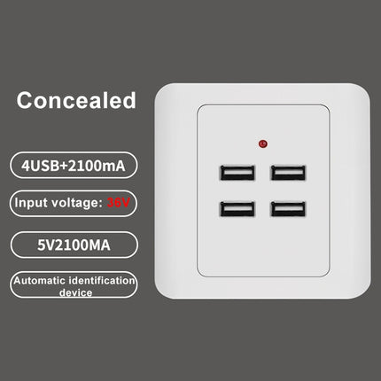 5V 3.1A 4 Ports USB Wall Charger Adapter Dock Station Socket Power Panel, 36V input