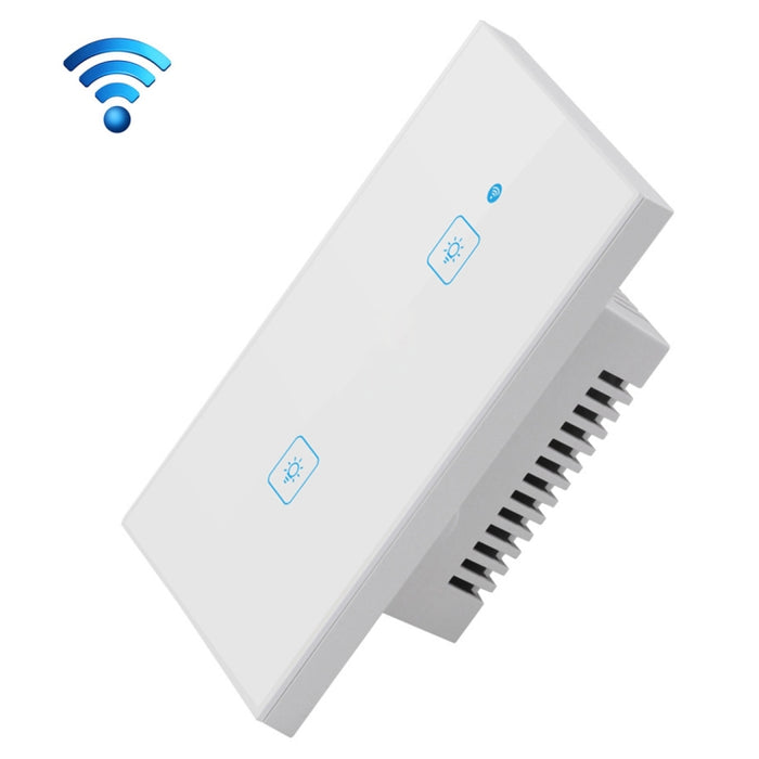 WS-US-02 EWeLink APP & Touch Control 2A 2 Gangs Tempered Glass Panel Smart Wall Switch, AC 90V-250V, US Plug, 2 Gangs