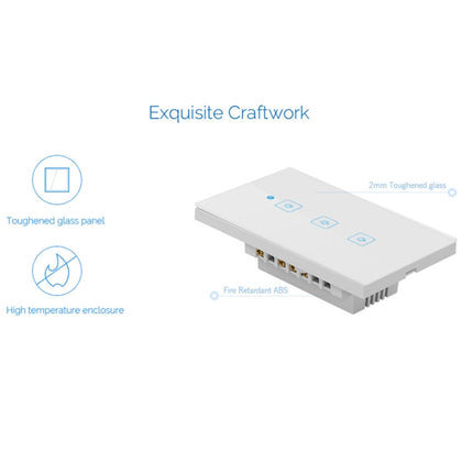 WS-US-02 EWeLink APP & Touch Control 2A 2 Gangs Tempered Glass Panel Smart Wall Switch, AC 90V-250V, US Plug, 2 Gangs