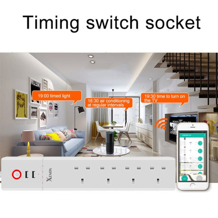 2 x USB Ports + 4 x UK Plug Jack WiFi Remote Control Smart Power Socket Works with Alexa & Google Home, Cable Length: 1.8m, AC 90-265V, UK Plug, 4xUSB + 3xUK Plug(UK Plug)
