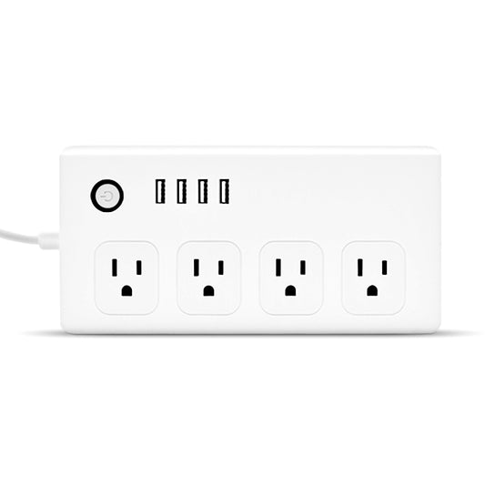 4 x USB Ports + 4 x US Plug Jack WiFi Remote Control Smart Power Socket Works with Alexa & Google Home, AC 110-240V, US Plug, 4xUSB + 4xUS Plug(US Plug)