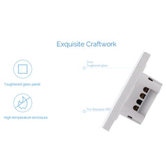 WS-EU-03 EWeLink APP & Touch Control 2A 3 Gangs Tempered Glass Panel Smart Wall Switch, AC 90V-250V, EU Plug, 3 Gangs