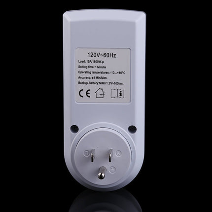 AC 120V Smart Home Plug-in Programmable LCD Display Clock Summer Time Function 12/24 Hours Changeable Timer Switch Socket, US Plug, AC 120V US Plug