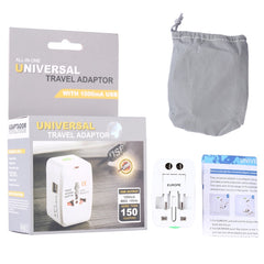 110-250V Multi-function Travel Universal Converter with Dual USB Interfaces, EU / UK / US / AU Plug