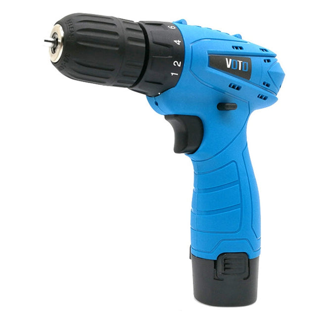 VOTO 12V Stepless Speed Regulation Rechargeable Hand Drill Set Electric Drill Power Tools with LED Light, AC 220V, US Plug, Random Color Delivery, 12V Single Speed Plastic Box Package