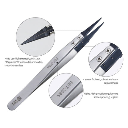 BEST BST-259A  Stainless Steel Snti Static Tweezer, BST-259A