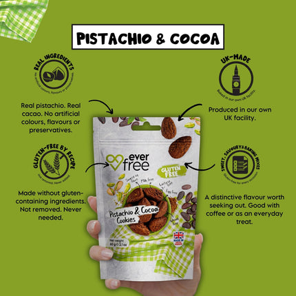 EverFree Pistachio and Cocoa Gluten-Free Cookies - 90g | Pack of 3