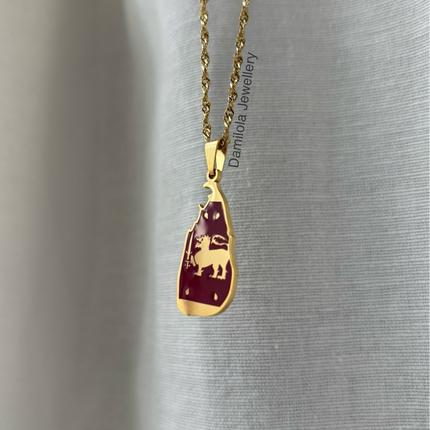 Sri Lanka Flag Map Necklace - Gold