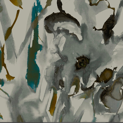 Watercolour Floral Wallpaper - Grey + Ochre