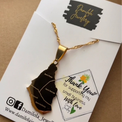 Montserrat Engraved Map Necklace - Gold