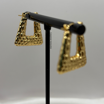 Gold ‘Tianna’ Textured Triangle Hoops
