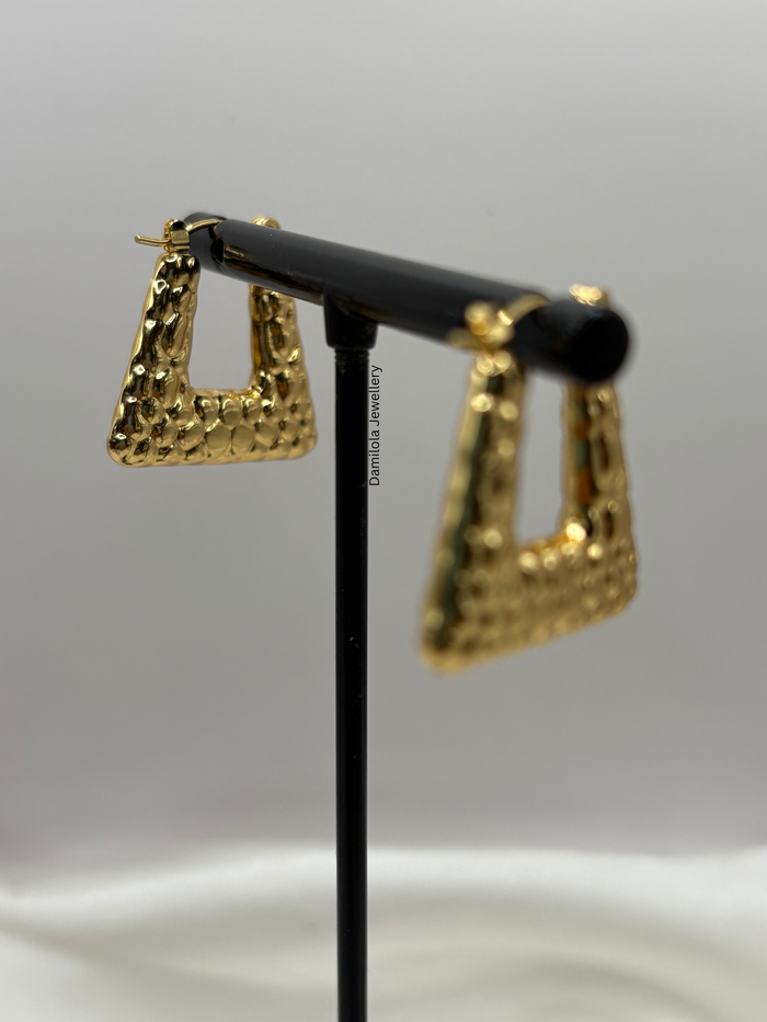 Gold ‘Tianna’ Textured Triangle Hoops