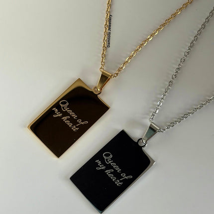 ‘Queen of my Heart’ Necklace - Gold/Silver - Double sided