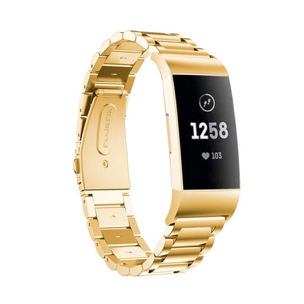Three Beads Slingshot Buckle Solid Stainless Steel Watch Band for Fitbit Charge 4, Three Beads for Fitbit Charge 4