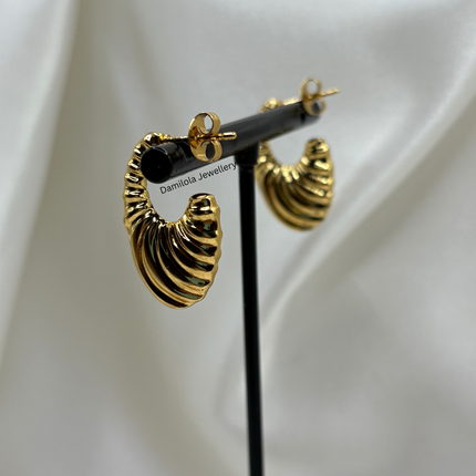 Gold ‘Ruby’ Ripple Hoops