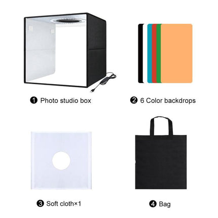 30cm Folding 3 Modes Dual Color Ring Light Photo Lighting Studio Shooting Tent Box Kit with 6 Colors PVC Backdrops, Unfold Size: 31cm x 31cm x 31cm