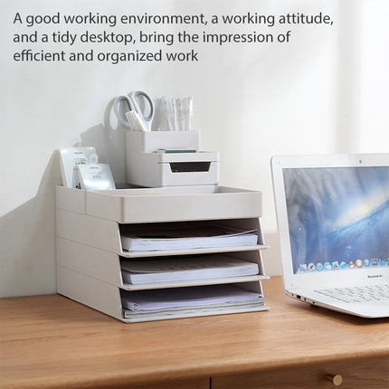 Desk-top Removable Pen Holder Stationery Box Assembly File Storage Box, 0115-2 (Blue Green), 0115-2 (Grey White)