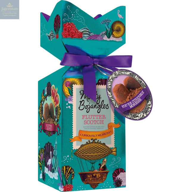 Flutter Scotch tip top carton of cocoa dusted truffles with butterscotch chips