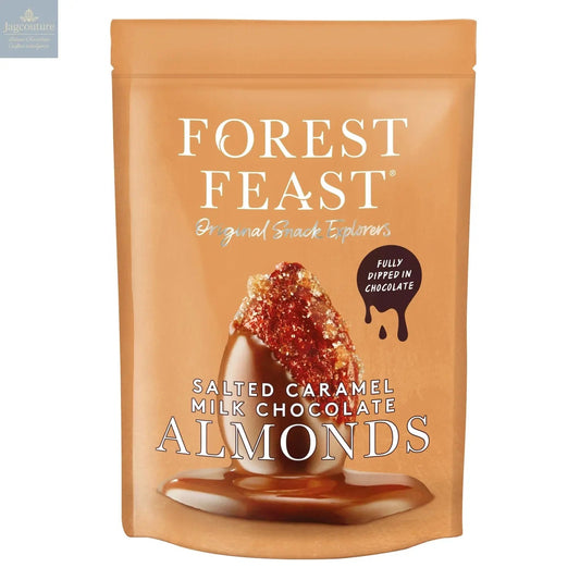 Forest Feast salted caramel milk chocolate covered almonds in pouch