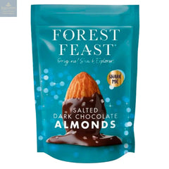 Forest Feast salted dark chocolate covered almonds in pouch