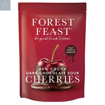 Forest Feast sour cherries dipped in dark Belgian chocolate
