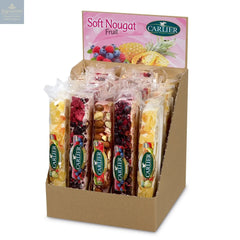 Fruit mix of soft nougat bars in display - tropical fruit, wild berry & strawberry