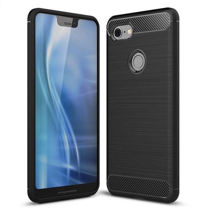 Brushed Texture Carbon Fiber Shockproof TPU Case for Google Pixel 3 XL