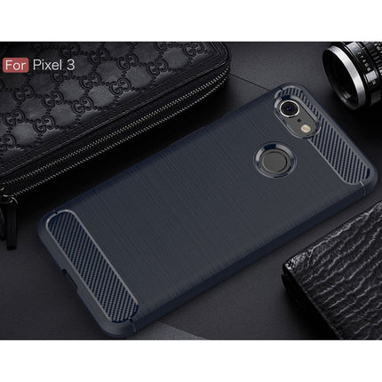 Brushed Texture Carbon Fiber Shockproof TPU Case for Google Pixel 3