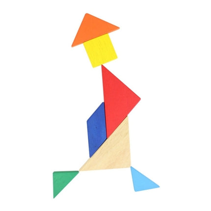 Baby Toy Fine Wooden Jigsaw Puzzle Small Size Tangram, Size: 11*11cm, Tangram, Size: 11*11cm