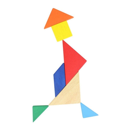 Baby Toy Fine Wooden Jigsaw Puzzle Small Size Tangram, Size: 11*11cm, Tangram, Size: 11*11cm