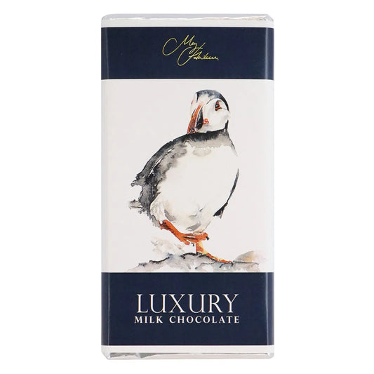 Meg Hawkins Puffin design milk chocolate bar