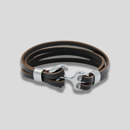 Genuine Leather Anchor Bracelet Brown