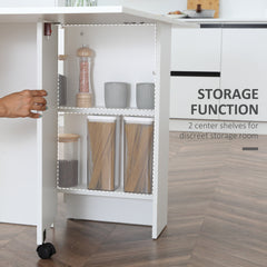 HOMCOM Mobile Drop Leaf Dining Table Folding Desk w/ 2 Wheels White