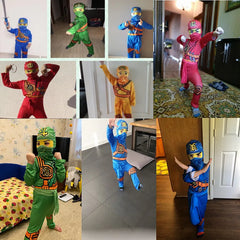 Child Ninjag Cosplay Costumes Boy Jumpsuits Suit Kids Halloween Christmas Party Clothes Ninja Superhero Streetwear Weapon Props