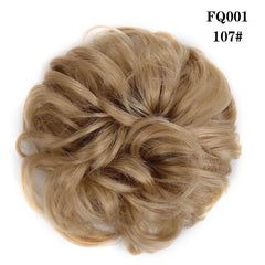 LUPU Synthetic Hair Bun Messy Scrunchies With Elastic Band Natural Fake Hair Tie Pieces Ponytail Colored Black Purple Pink Green