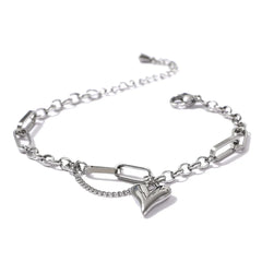Yhpup Trendy Heart Double Layered Bracelet Stainless Steel Metal Texture Stylish Charm Jewelry браслеты женские Summer Gift