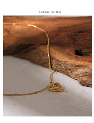 Yhpup Temperament Heart Pendant Chain Necklace for Women Stainless Steel Stylish Choker 18 K Jewelry Waterproof Party Gift