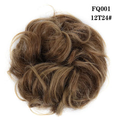 LUPU Synthetic Hair Bun Messy Scrunchies With Elastic Band Natural Fake Hair Tie Pieces Ponytail Colored Black Purple Pink Green
