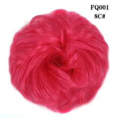 LUPU Synthetic Hair Bun Messy Scrunchies With Elastic Band Natural Fake Hair Tie Pieces Ponytail Colored Black Purple Pink Green